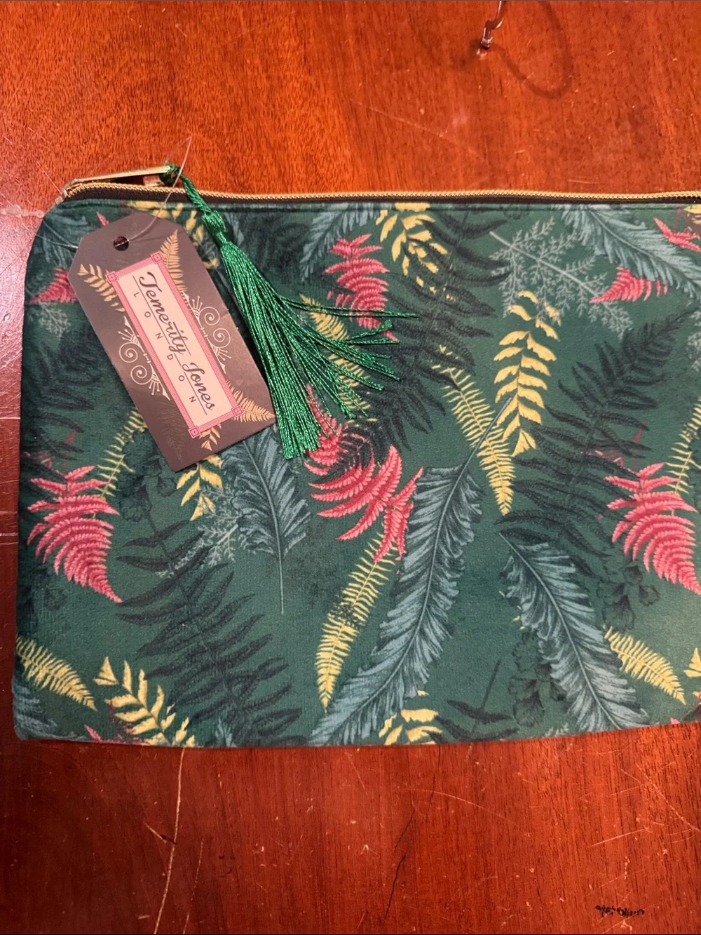 Green Tropical Print Zip Pouch